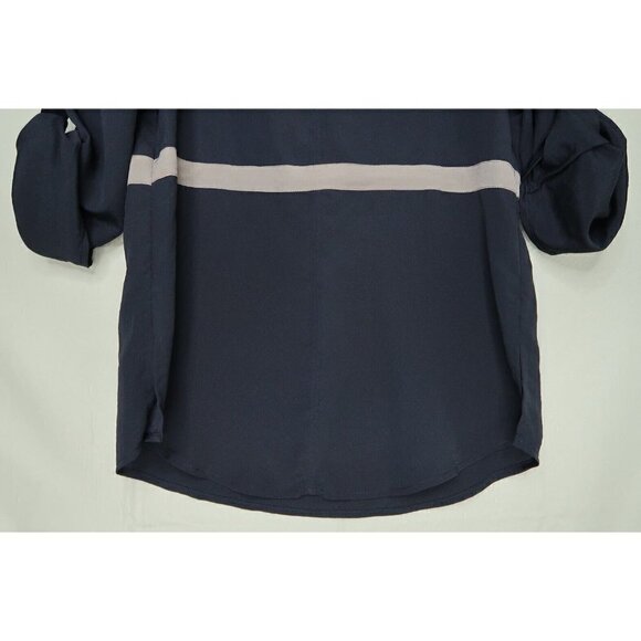 Collective Concepts Black Tunic Top V Neck Semi Sheer Roll Tab Sleeve Womens XS - Picture 3 of 10